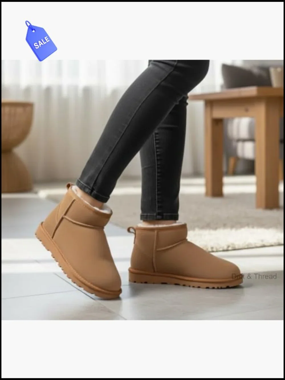 Genuine Suede Fur-Lined Ankle Boots Women Waterproof Winter Comfort